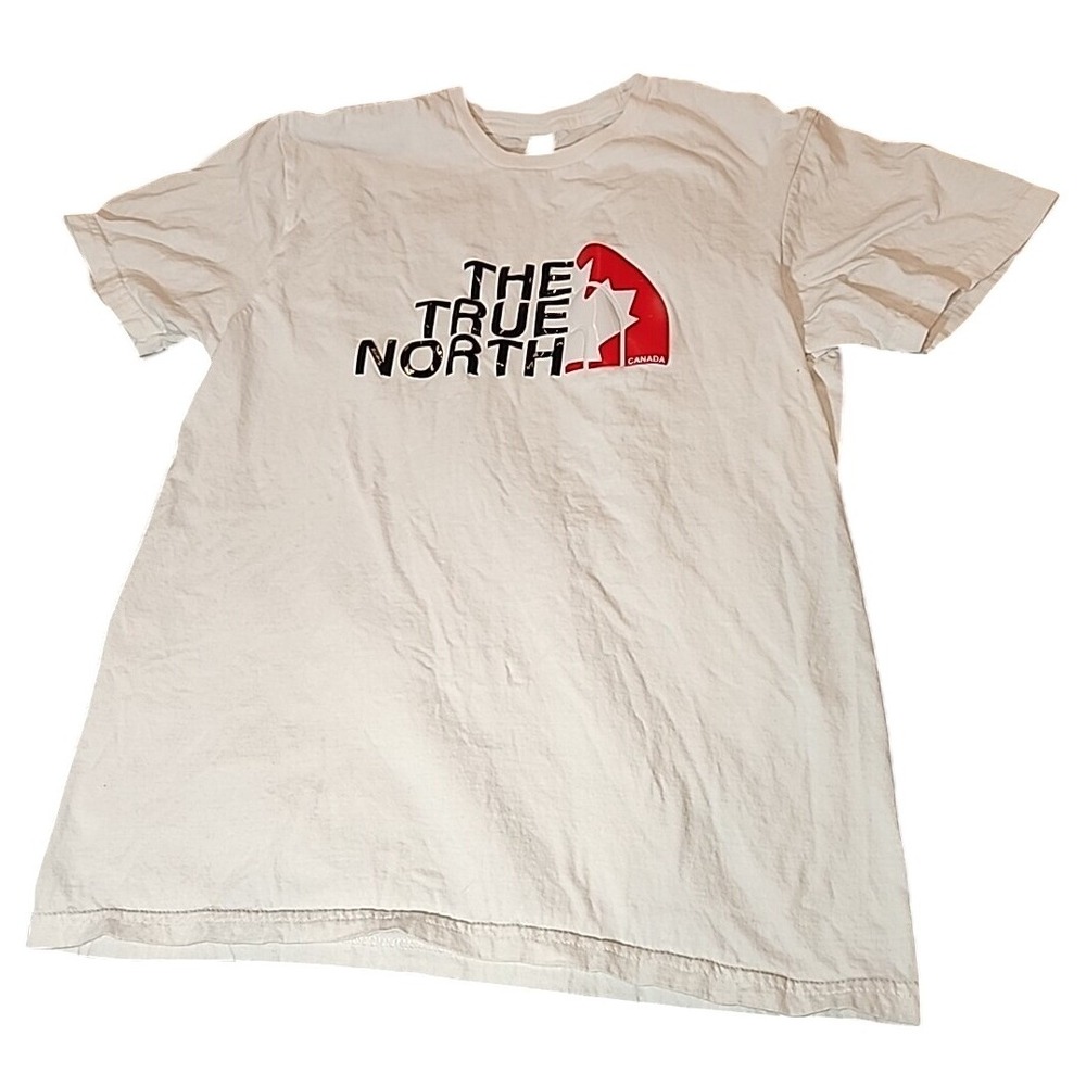 The True North Canada Graphic‎ T-Shirt Gildan Softstyle Medium M Beige